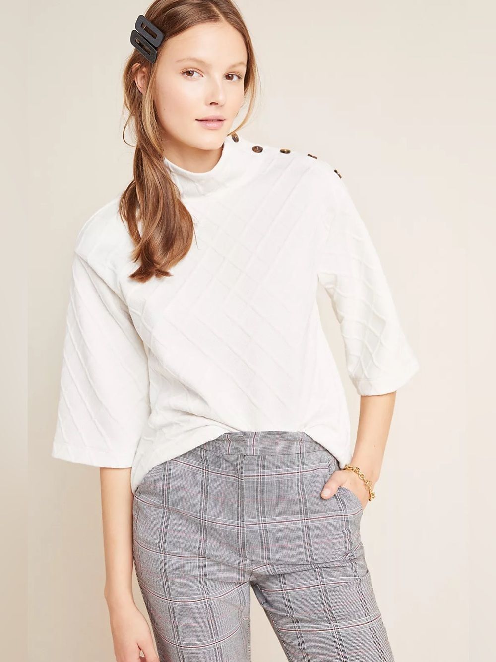 Anthropologie Sunday in Brooklyn Mollie Button-Shoulder Top